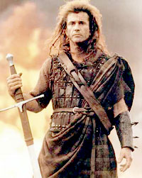 Mel Gibson as William Wallace, in Braveheart